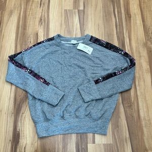 NWT Petyon Jensen Gray Dolman Sweatshirt, Colorful Shoulders, Evereve, Size S